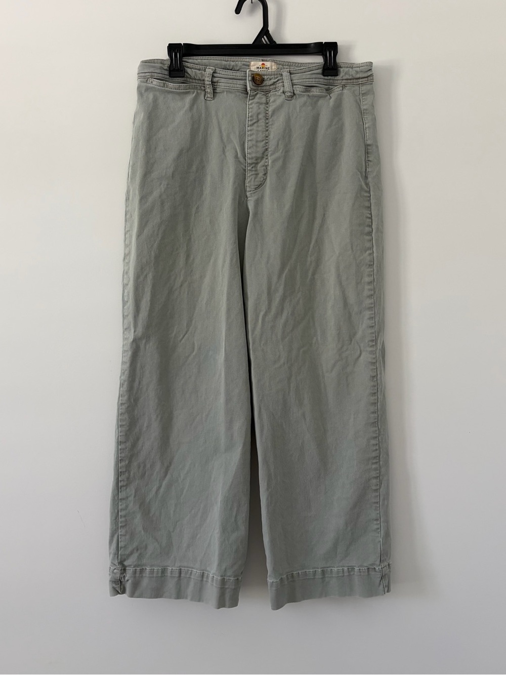 Marine Layer Bridget High Rise Wide Leg Cropped Cotton Casual Pants Shadow 14